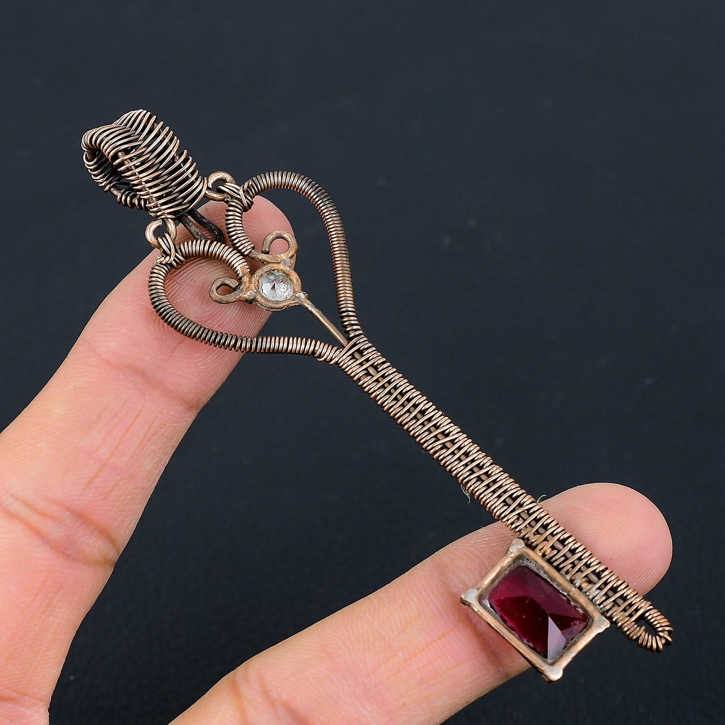 Red Garnet Gemstone Key Pendant