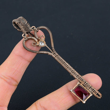 Red Garnet Gemstone Key Pendant