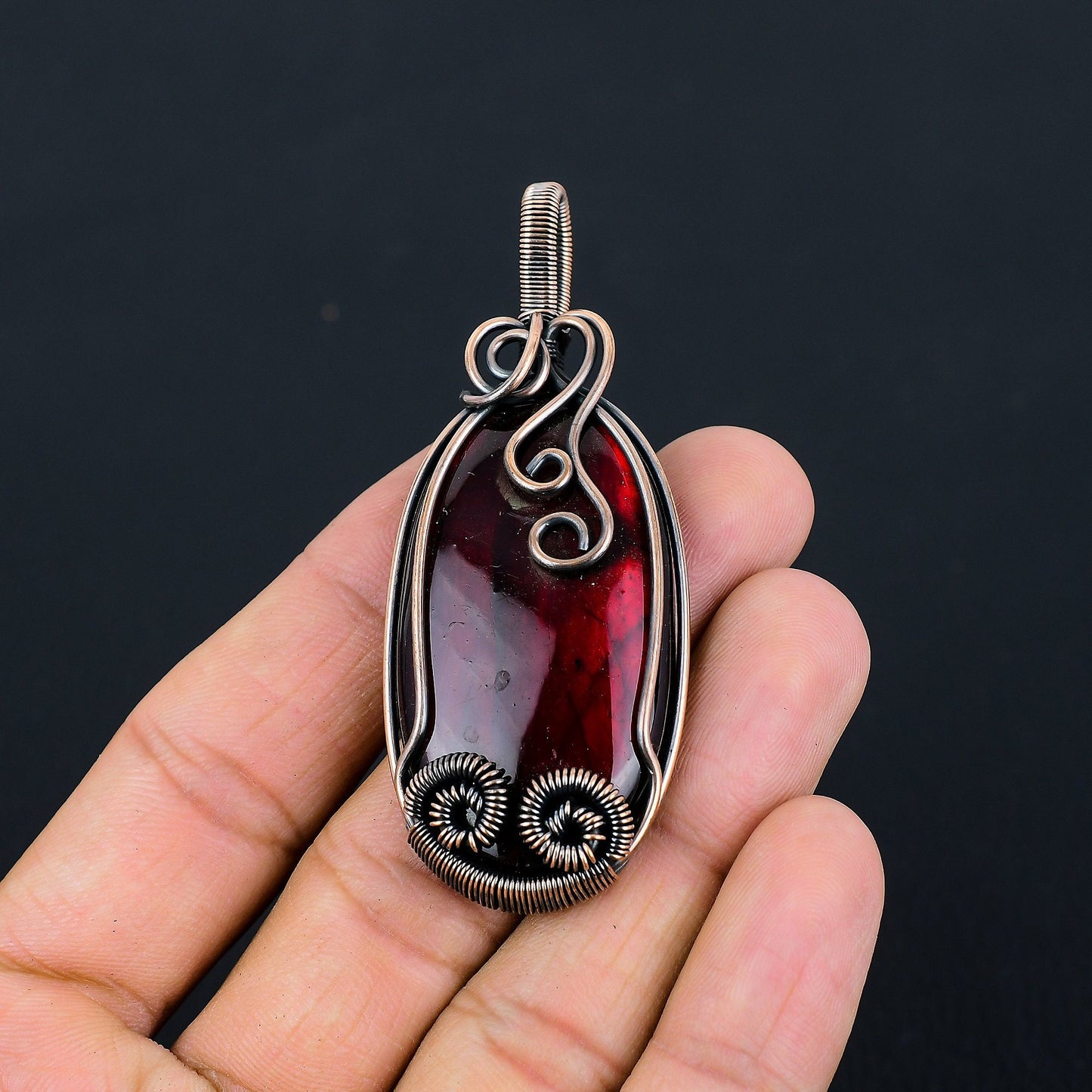 Red Fire Labradorite Gemstone Pendant