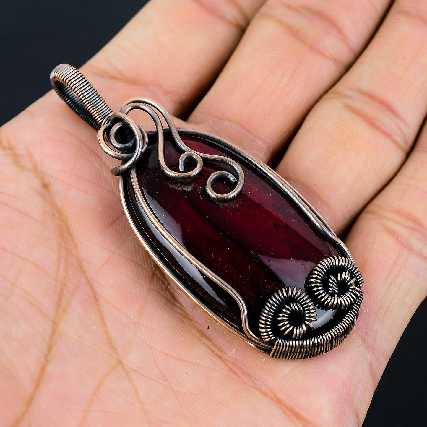 Red Fire Labradorite Gemstone Pendant