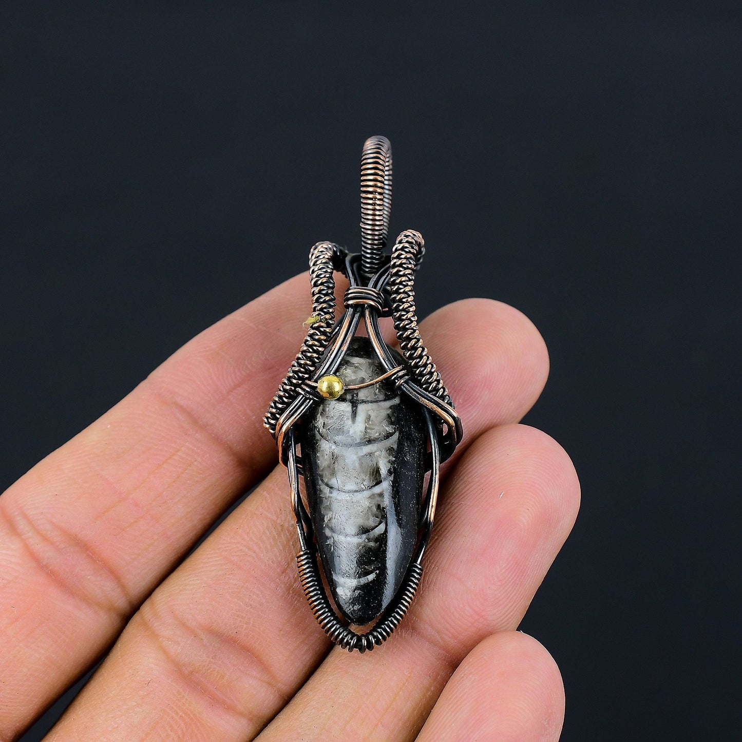Copper Orthoceras Gemstone Pendant