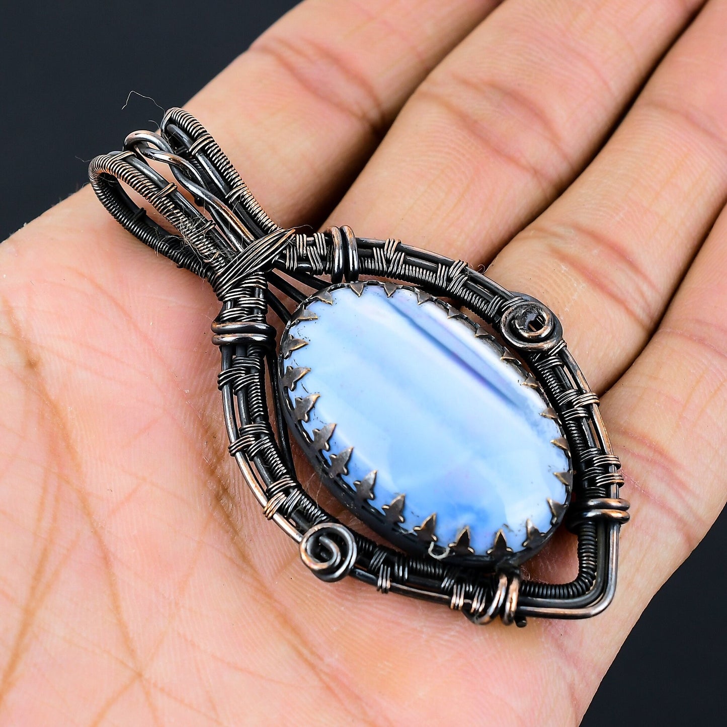 Blue Owyhee Opal Gemstone Pendant