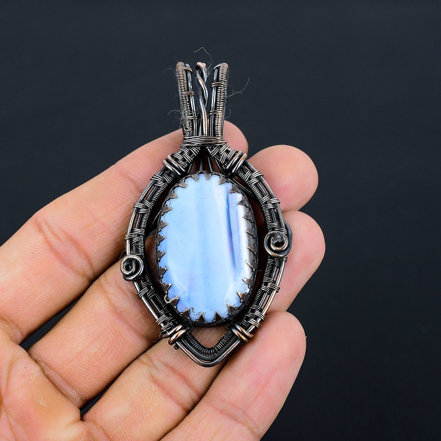Blue Owyhee Opal Gemstone Pendant