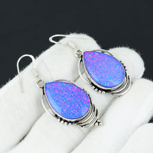 Multicolor Triplet Opal Gemstone Sterling Silver Earrings