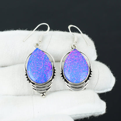 Multicolor Triplet Opal Gemstone Sterling Silver Earrings