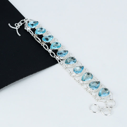 Aquamarine Sterling Silver Bracelet