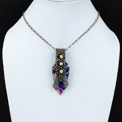 Peacock Aura Druzy Gemstone Pendant