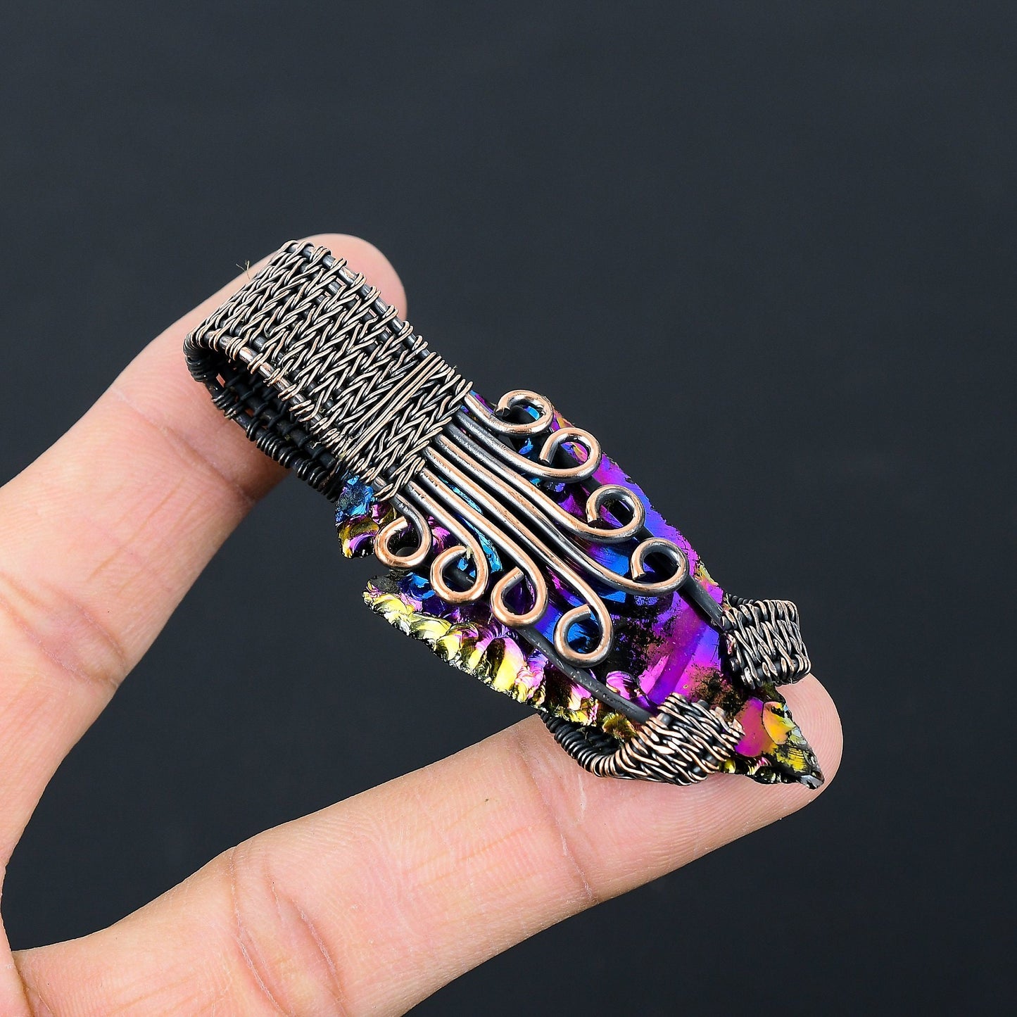 Peacock Aura Druzy Gemstone Pendant
