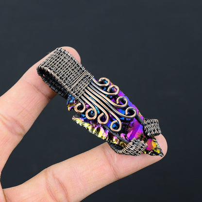 Peacock Aura Druzy Gemstone Pendant