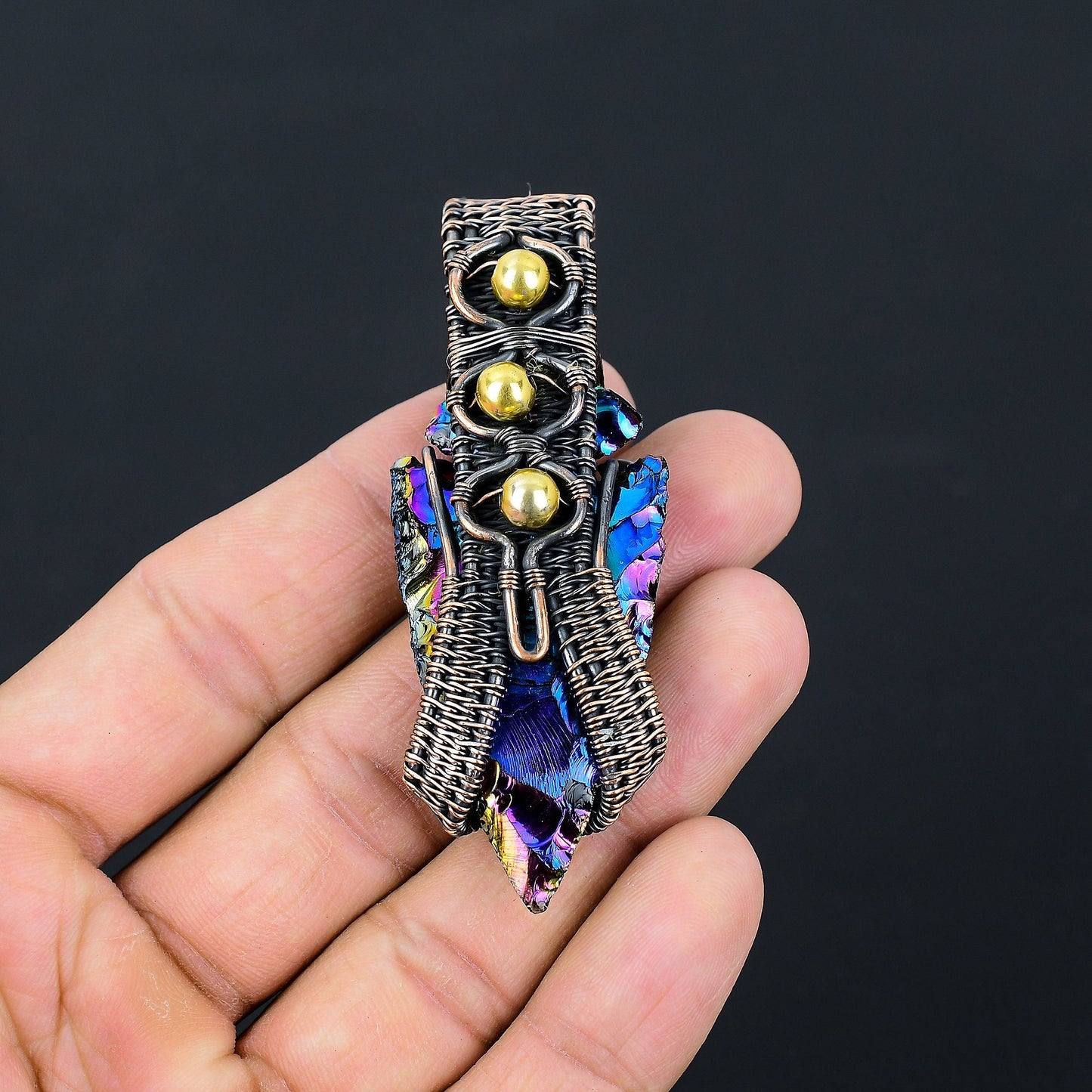 Peacock Aura Druzy Gemstone Pendant