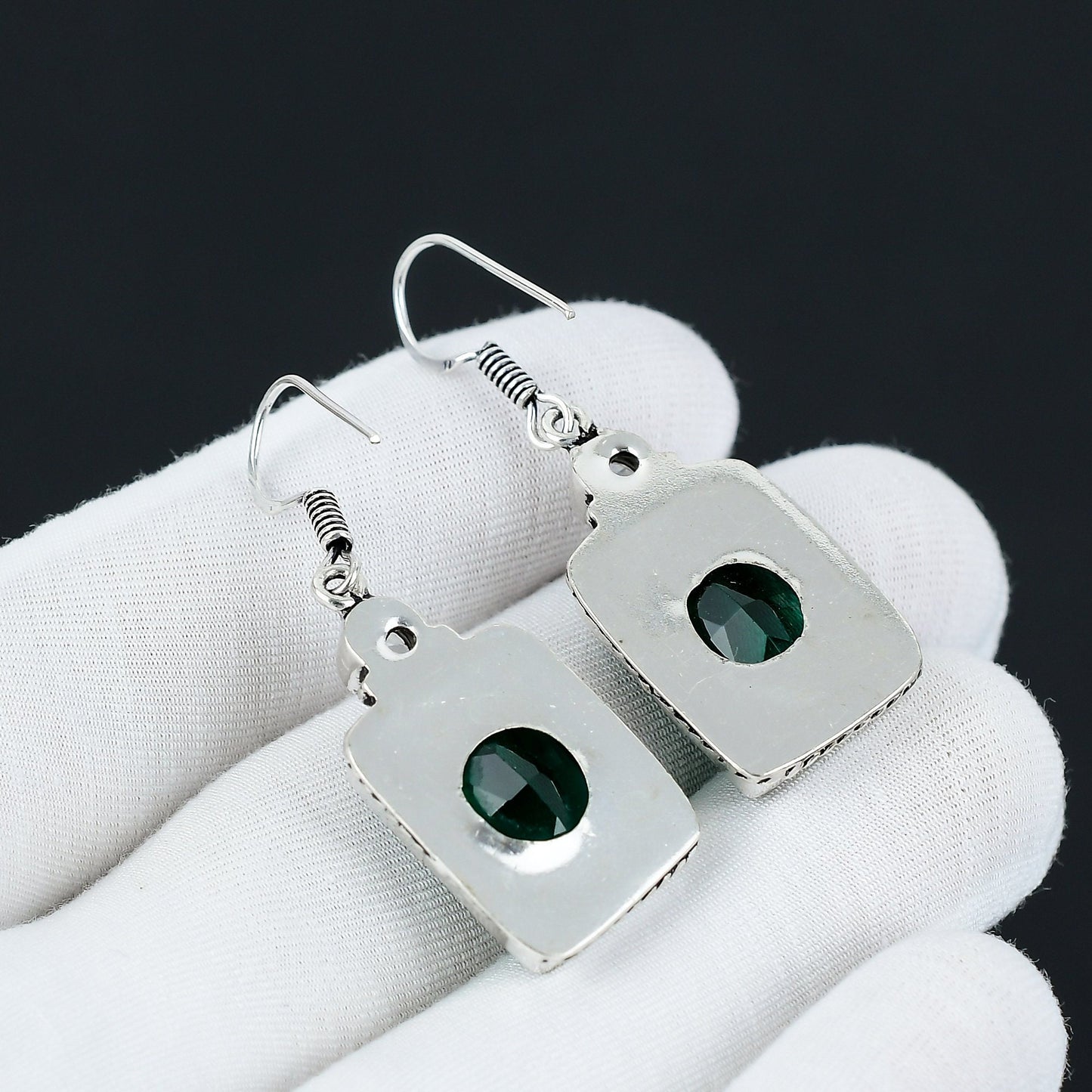 Green Tourmaline & White Topaz Sterling Silver Earrings