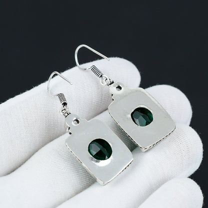 Green Tourmaline & White Topaz Sterling Silver Earrings