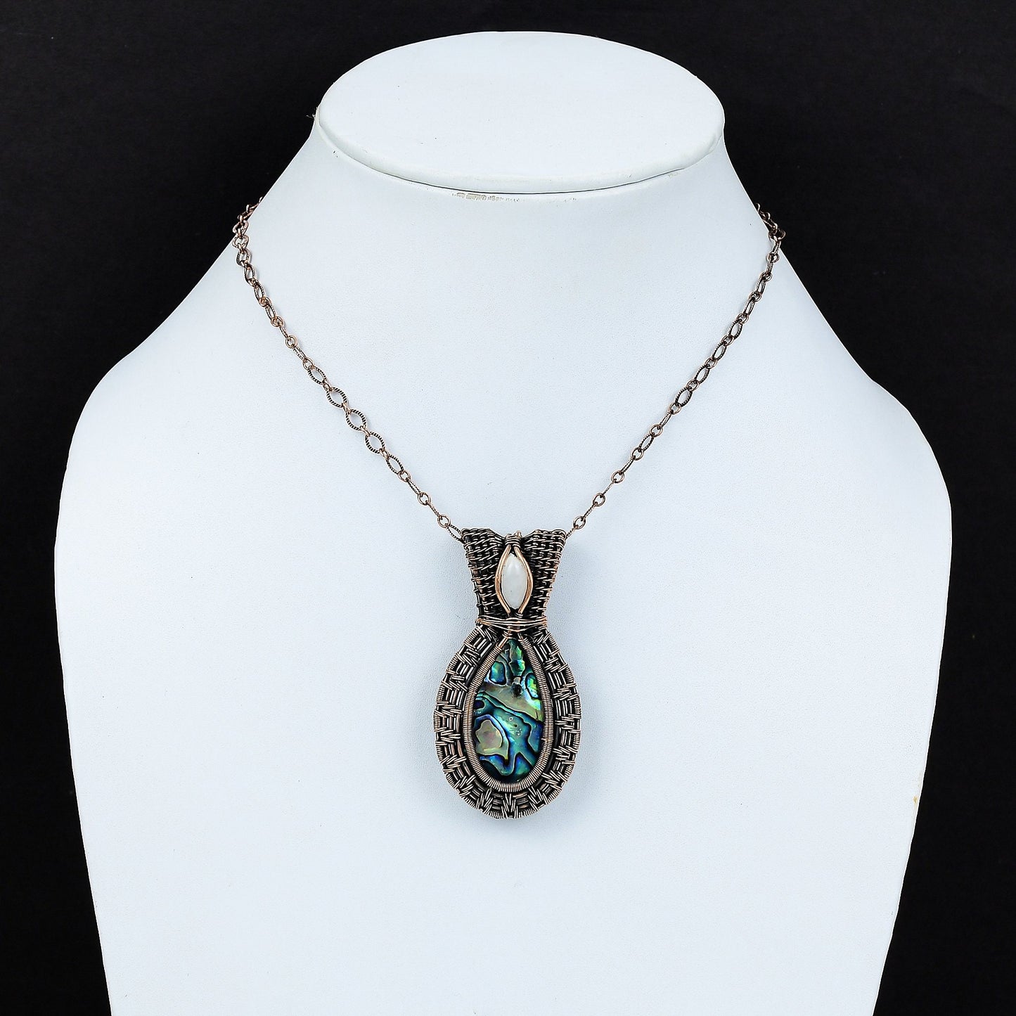 Rainbow Abalone & White Moonstone Gemstone Pendant