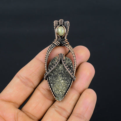 Golden Pyrite Druzy Gemstone Pendant