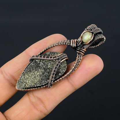 Golden Pyrite Druzy Gemstone Pendant