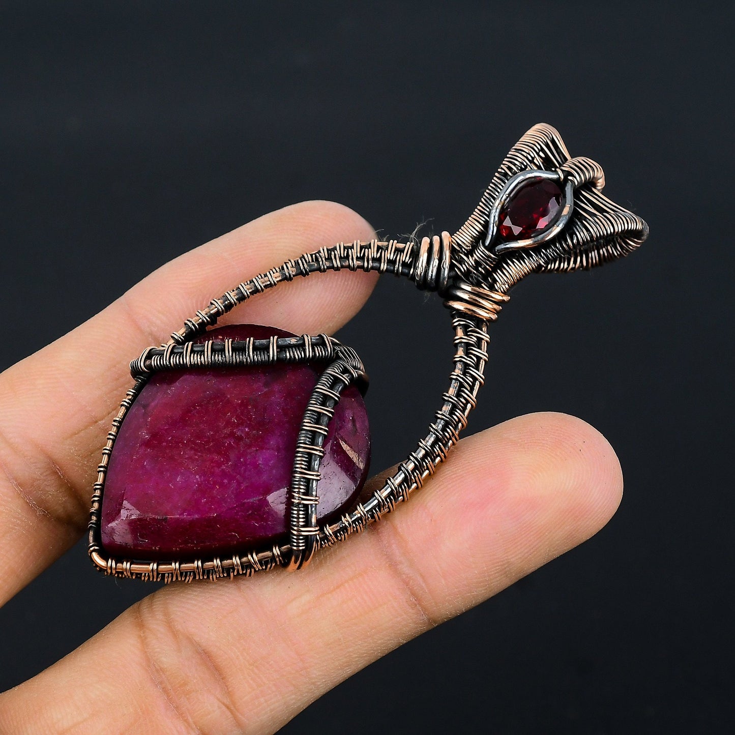 Red Ruby & Garnet Gemstone Pendant