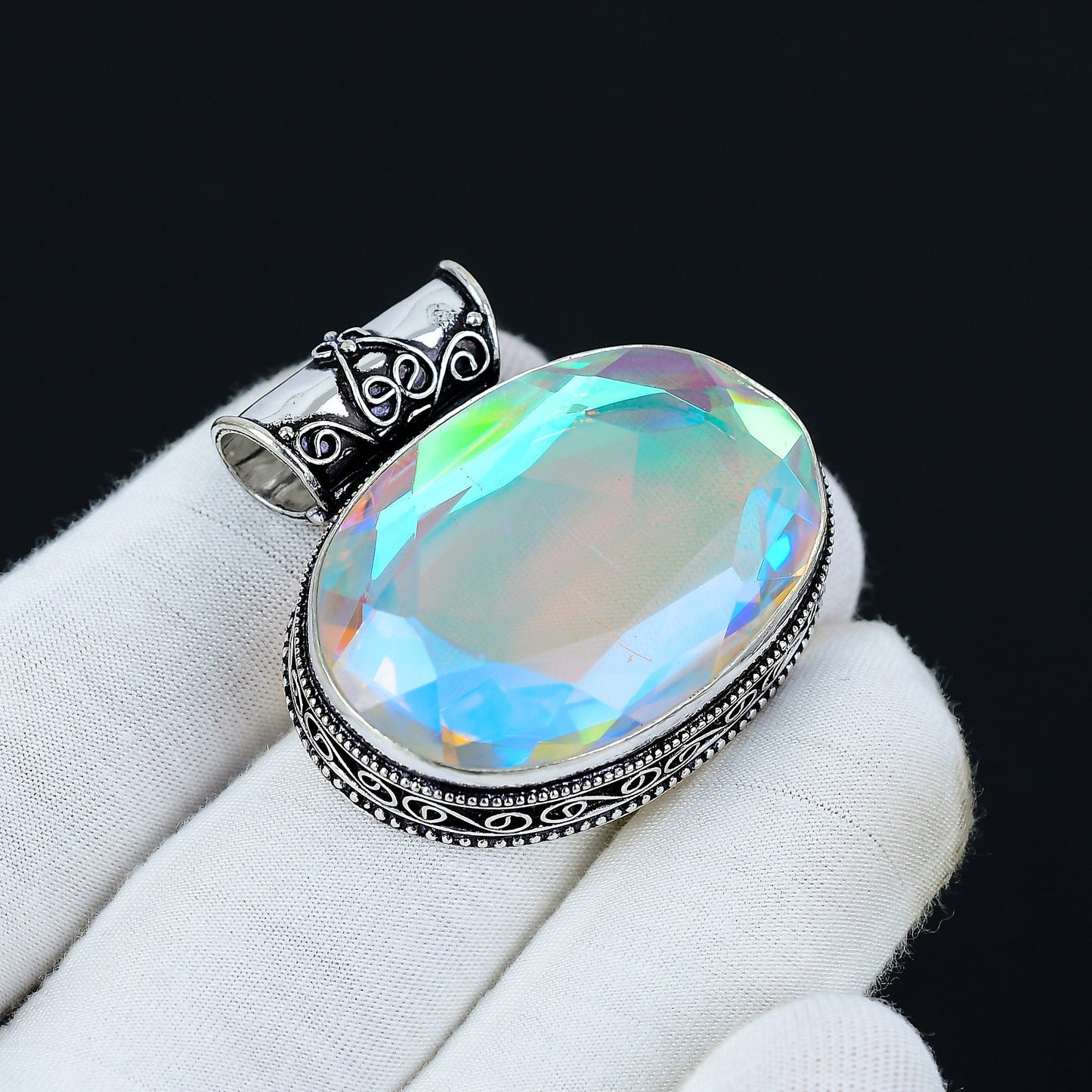 Rainbow Mystic Topaz Gemstone Pendant