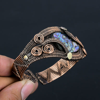 Blue-Green Abalone Gemstone Cuff Bracelet