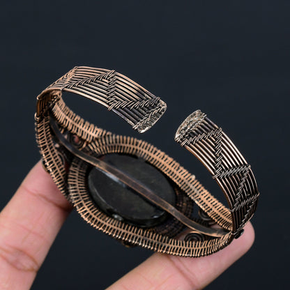 Blue-Green Abalone Gemstone Cuff Bracelet