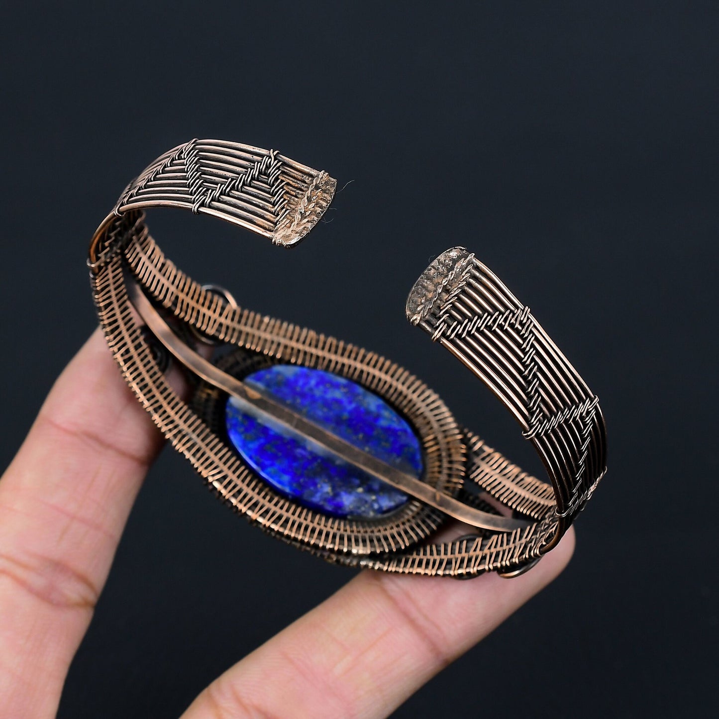 Blue Lapis Lazuli Gemstone Cuff Bracelet