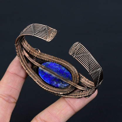 Blue Lapis Lazuli Gemstone Cuff Bracelet