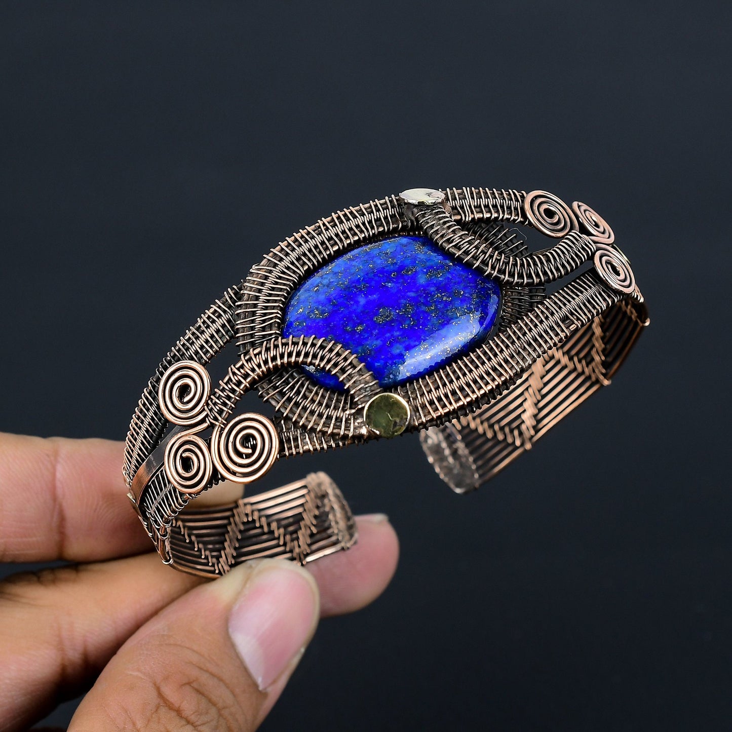Blue Lapis Lazuli Gemstone Cuff Bracelet