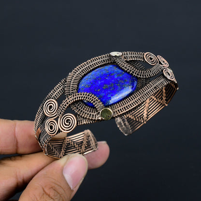 Blue Lapis Lazuli Gemstone Cuff Bracelet