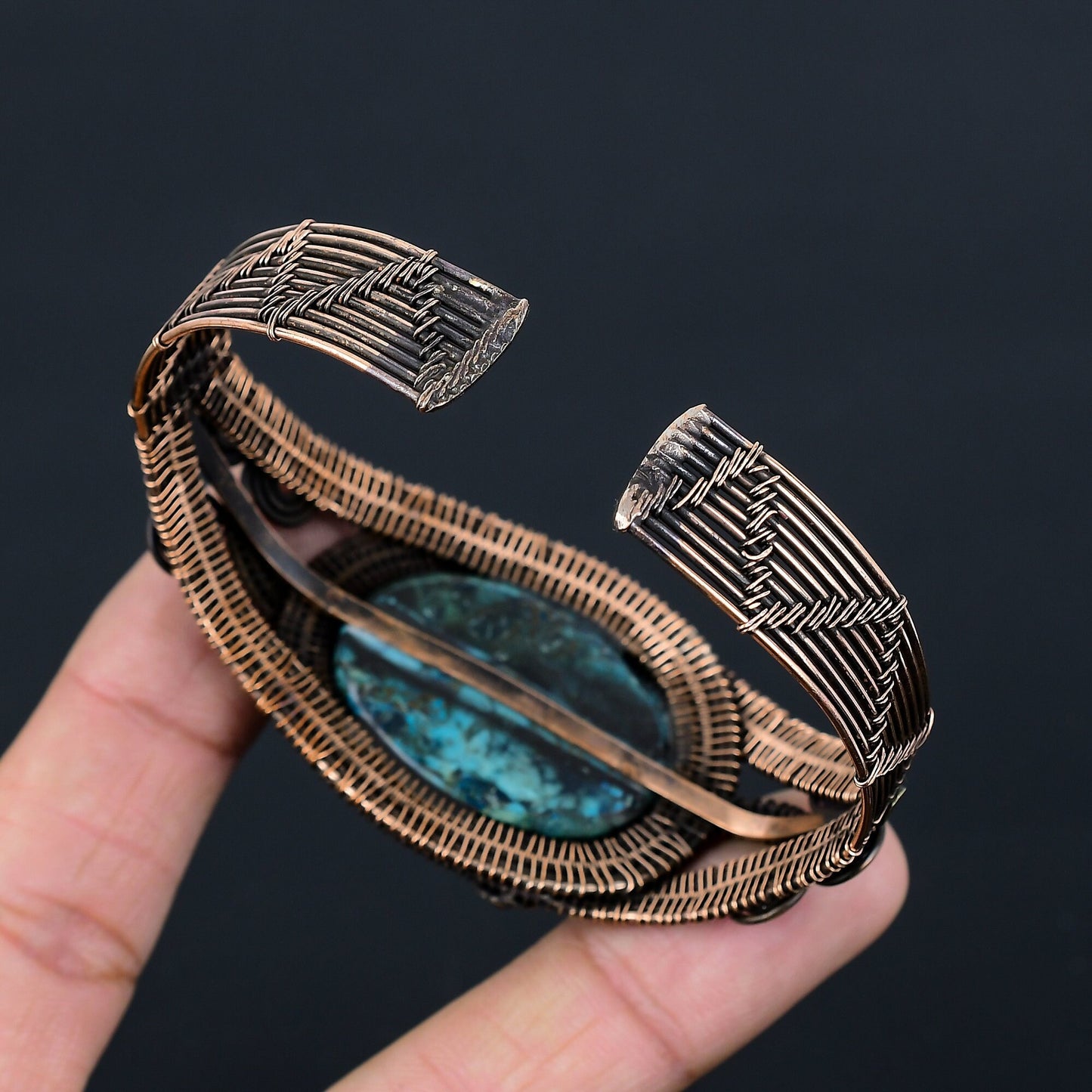 Turquoise Gemstone Copper Cuff Bracelet
