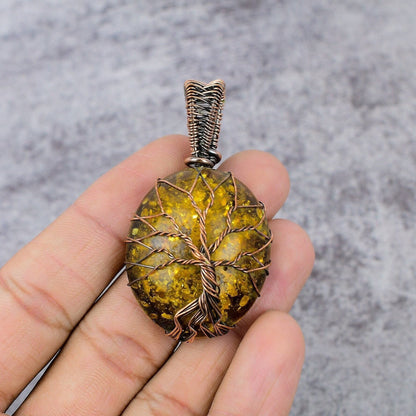 Copper Baltic Amber Gemstone Pendant