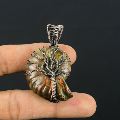 Copper Brown Ammonite Gemstone Pendant
