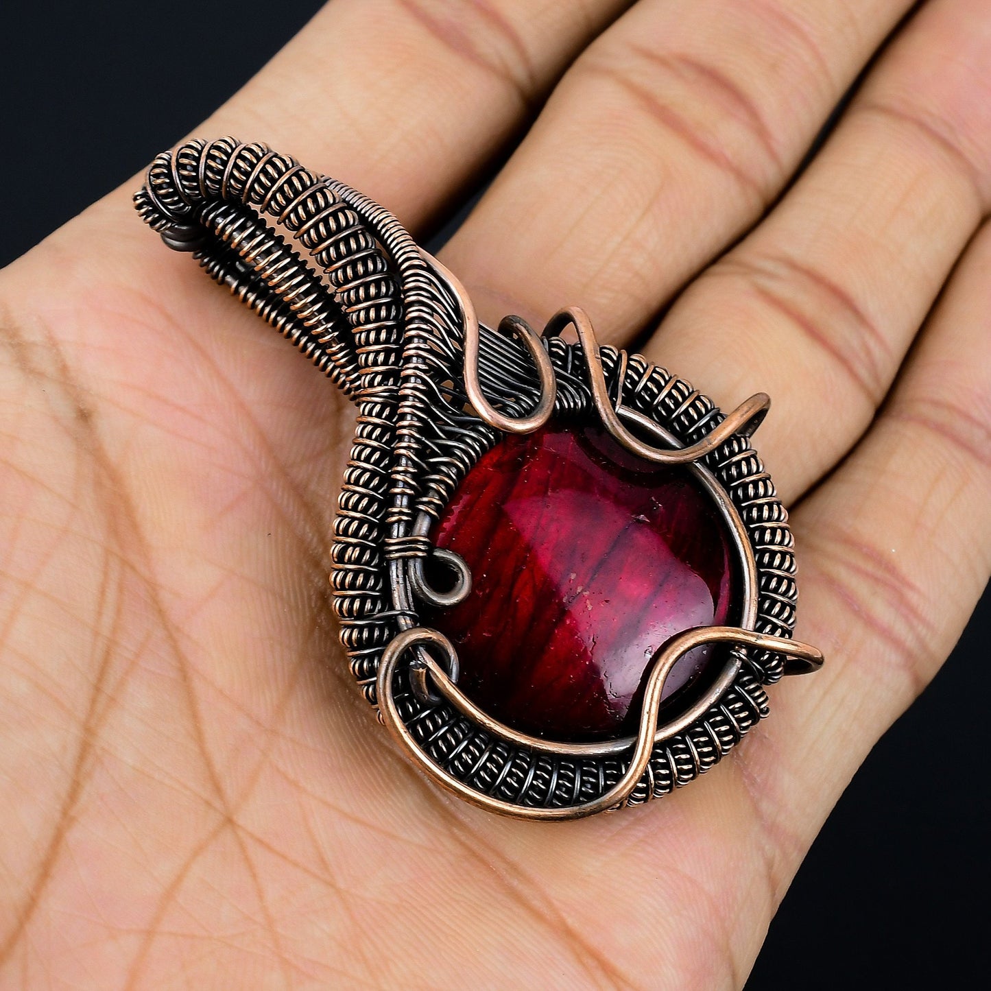Red Fire Labradorite Gemstone Pendant