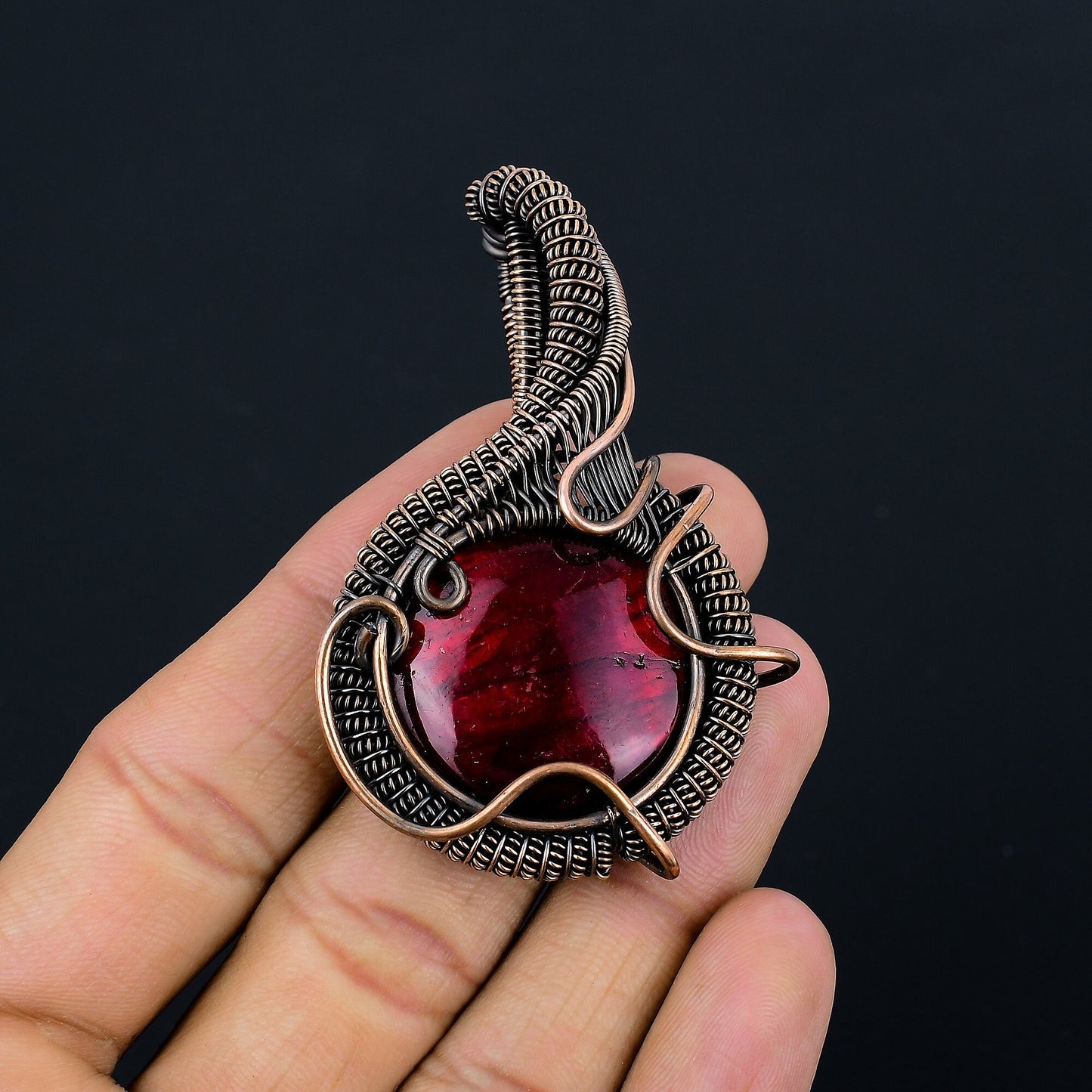 Red Fire Labradorite Gemstone Pendant