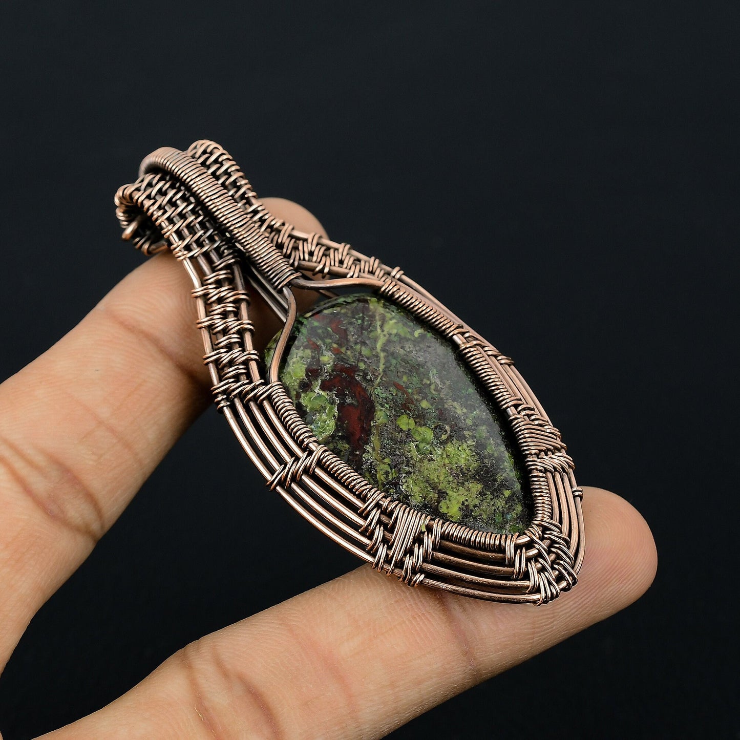 Red-Green Dragon Bloodstone Gemstone Pendant