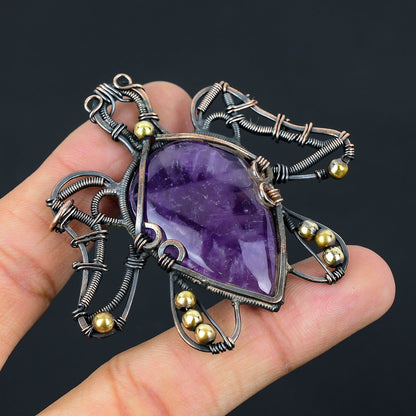 Purple Amethyst Gemstone Turtle Pendant