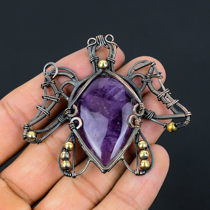 Purple Amethyst Gemstone Turtle Pendant