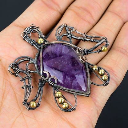 Purple Amethyst Gemstone Turtle Pendant