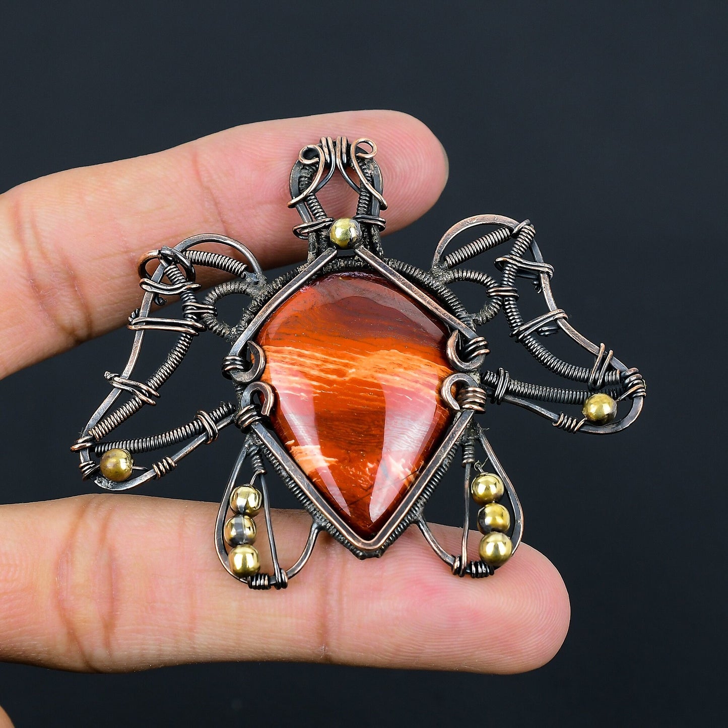 Red Jasper Gemstone Turtle Pendant
