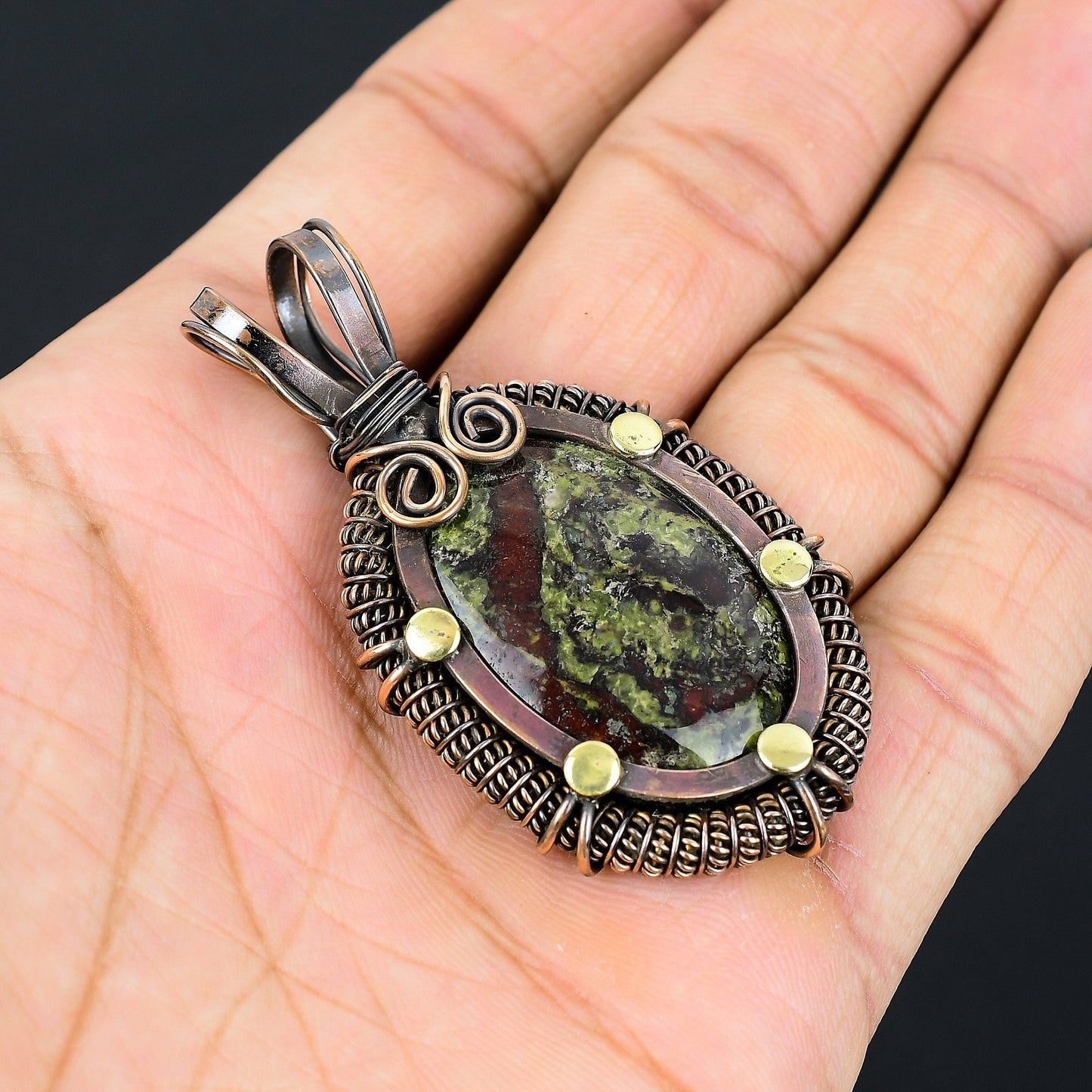 Green Bloodstone Gemstone Pendant