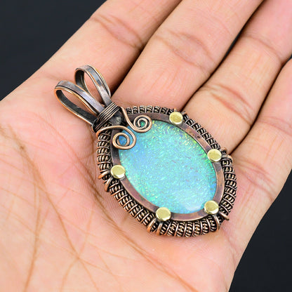 Copper Multicolor Triplet Opal Gemstone Pendant