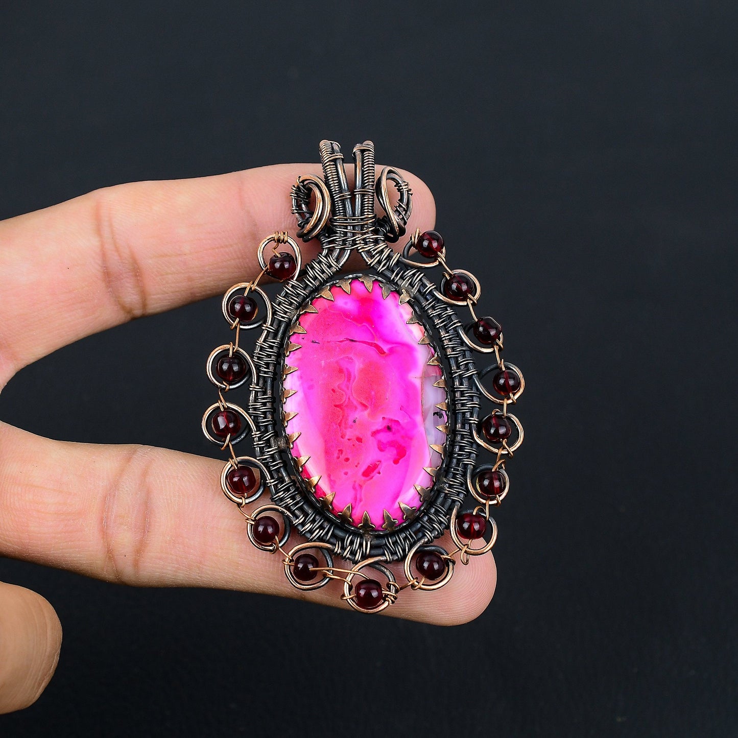 Pink Dendrite Opal Gemstone Pendant