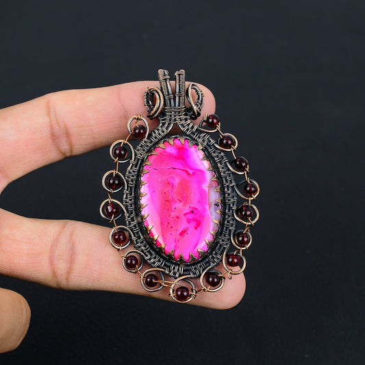 Pink Dendrite Opal Gemstone Pendant