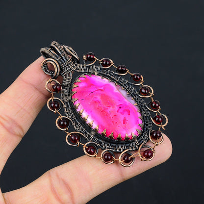 Pink Dendrite Opal Gemstone Pendant
