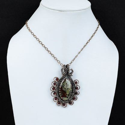 Green-Red Dragon Bloodstone Gemstone Pendant
