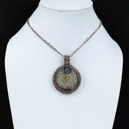 Two-Tone Copper Constellation Compass Gemstone Pendant