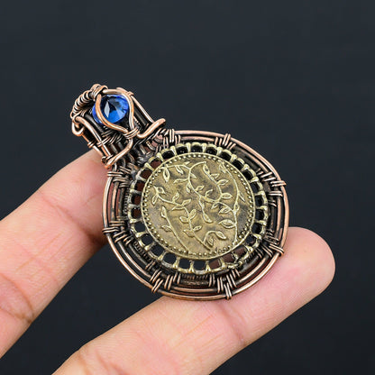 Copper Two-Tone Gemstone Pendant