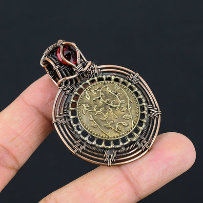 Copper Two-Tone Gemstone Pendant
