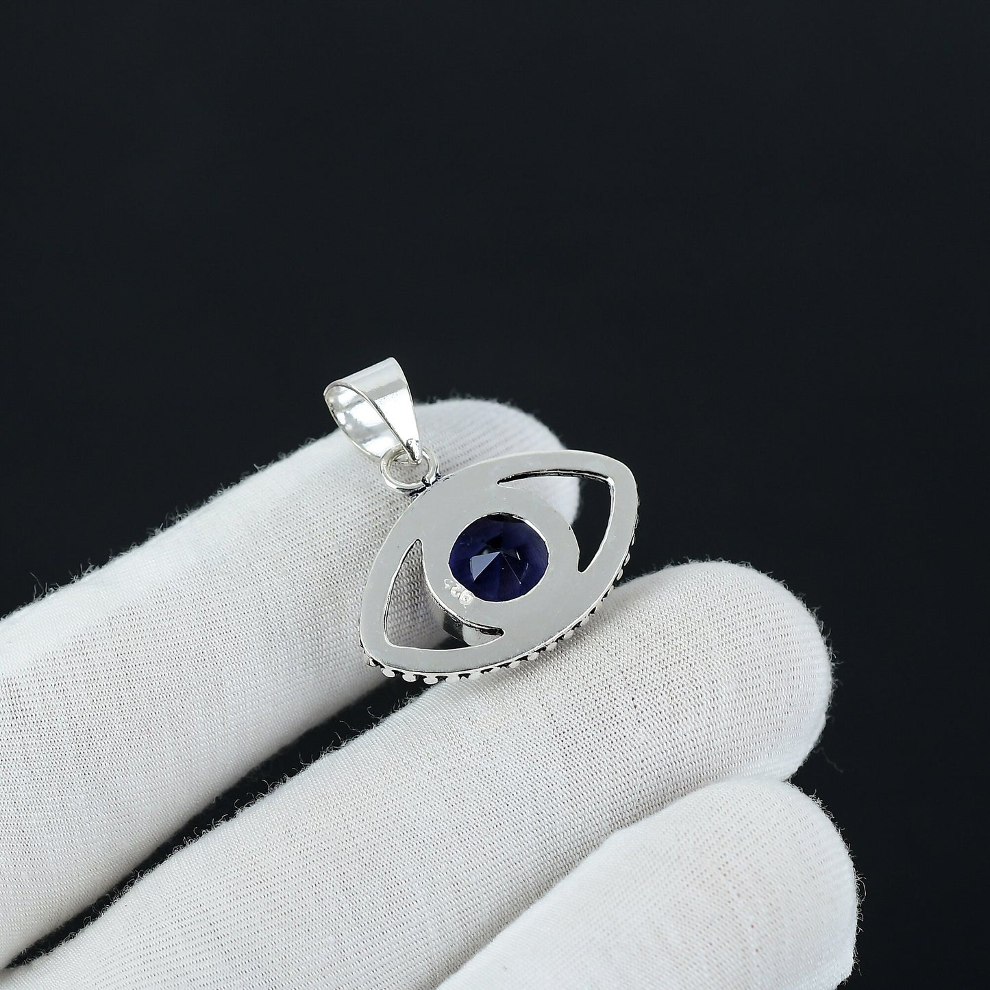 Blue Tanzanite Eye Sterling Silver Pendant