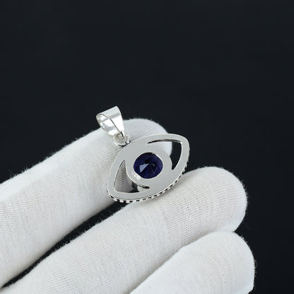 Blue Tanzanite Eye Sterling Silver Pendant