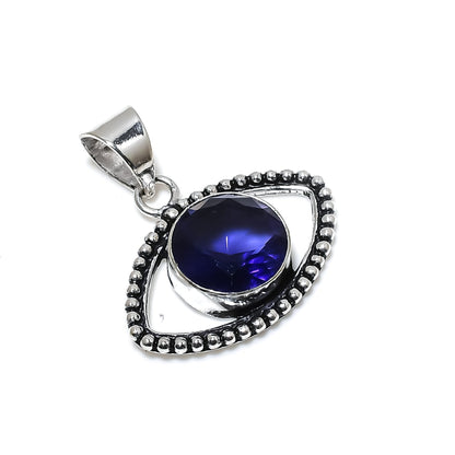 Blue Tanzanite Eye Sterling Silver Pendant