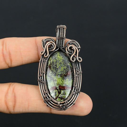 Green-Red Dragon Bloodstone Gemstone Pendant